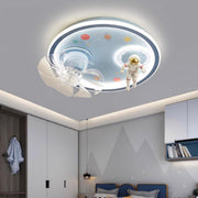 Kids Room Round 8-Blade Space Themed Ceiling Fan Light