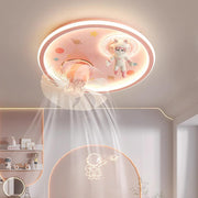 Kids Room Round 8-Blade Space Themed Ceiling Fan Light