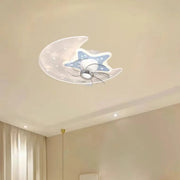 Kids Room Star and Moon Dimming Ceiling Fan with Light