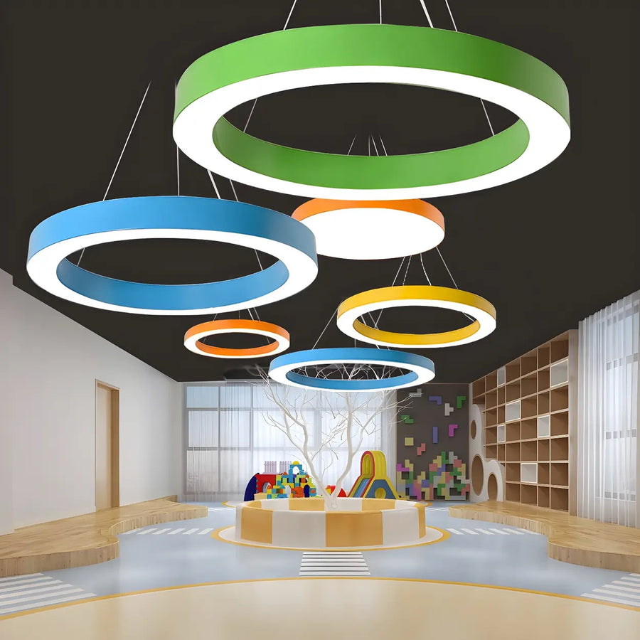 Kindergarten Colorful Circular Ring LED Pendant Light