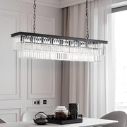 Kitchen Crystal Black Rectangular LED Hanging Light