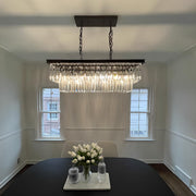 Kitchen Crystal Black Rectangular LED Hanging Light