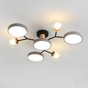 Large Black Modular Circle Semi-Flush Mount 11-Light