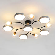 Large Black Modular Circle Semi-Flush Mount 11-Light