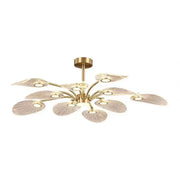 Large Gold Leaf LED Semi-Flush Mount Light Bedroom