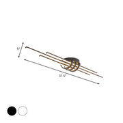 Large Slim Three Black Linear LED Flush Mount Light