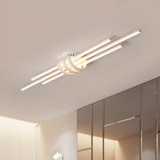 Large Slim Three Black Linear LED Flush Mount Light