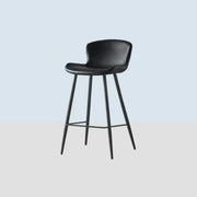 Leather Saddle Counter & Bar Stool with Low Back & Footrest