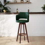 Leather Swivel Bar Stool with Arms and Rope Footrest