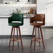 Leather Swivel Bar Stool with Arms and Rope Footrest