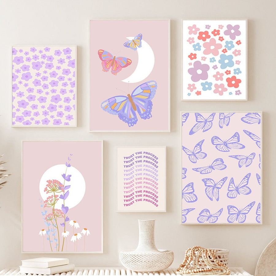 Light Purple Butterflies Canvas Posters