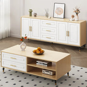 Light Walnut Wood Rectangular Drawers Cabinet TV Stand