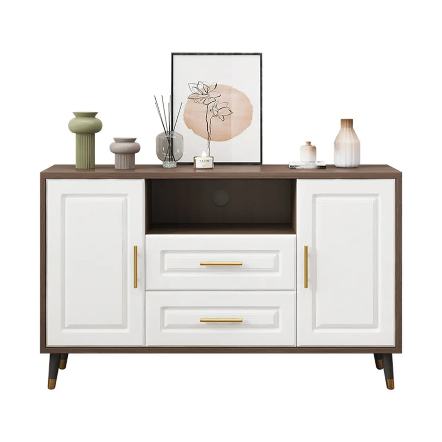 Light Walnut Wood Rectangular Drawers Cabinet TV Stand