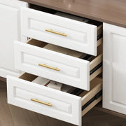 Light Walnut Wood Rectangular Drawers Cabinet TV Stand