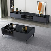 Living Room Black Glass Open Storage Cabinet TV Stand