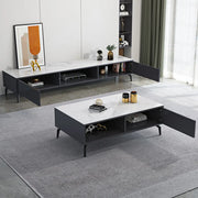 Living Room Black Glass Open Storage Cabinet TV Stand