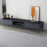 Living Room Black Glass Open Storage Cabinet TV Stand