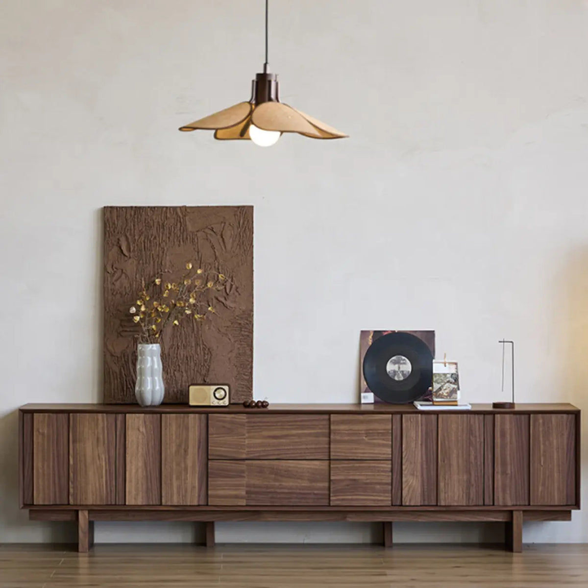 Living Room Brown Wood Drawers Rectangle TV Stand