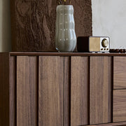 Living Room Brown Wood Drawers Rectangle TV Stand
