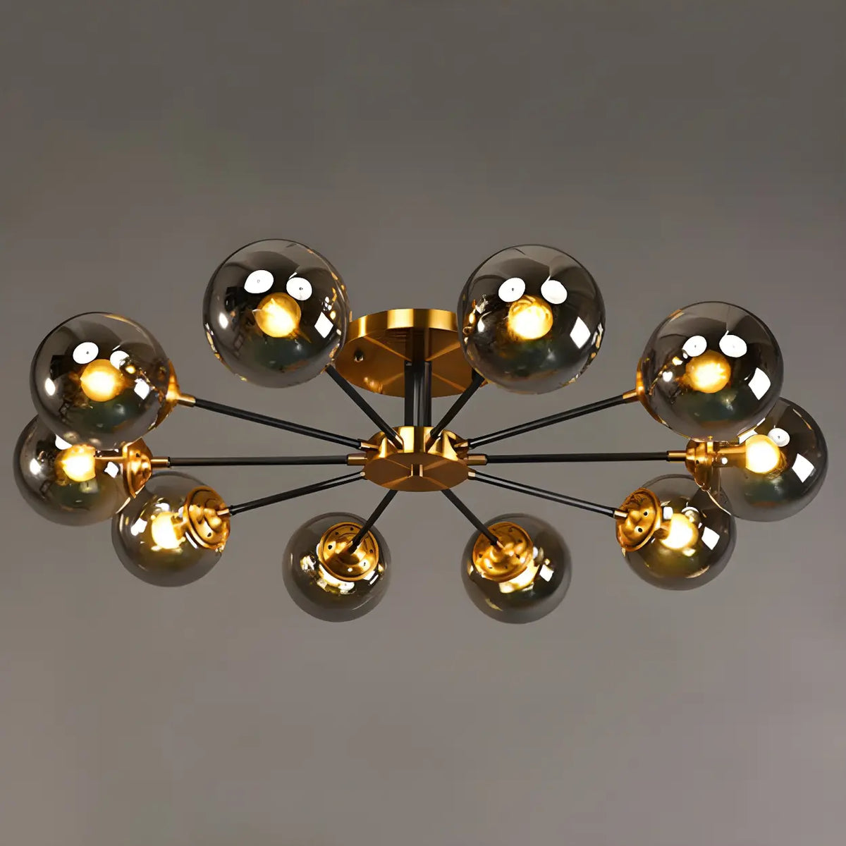 Living Room Bubble Glass Semi-Flush Mount Light 8-Light