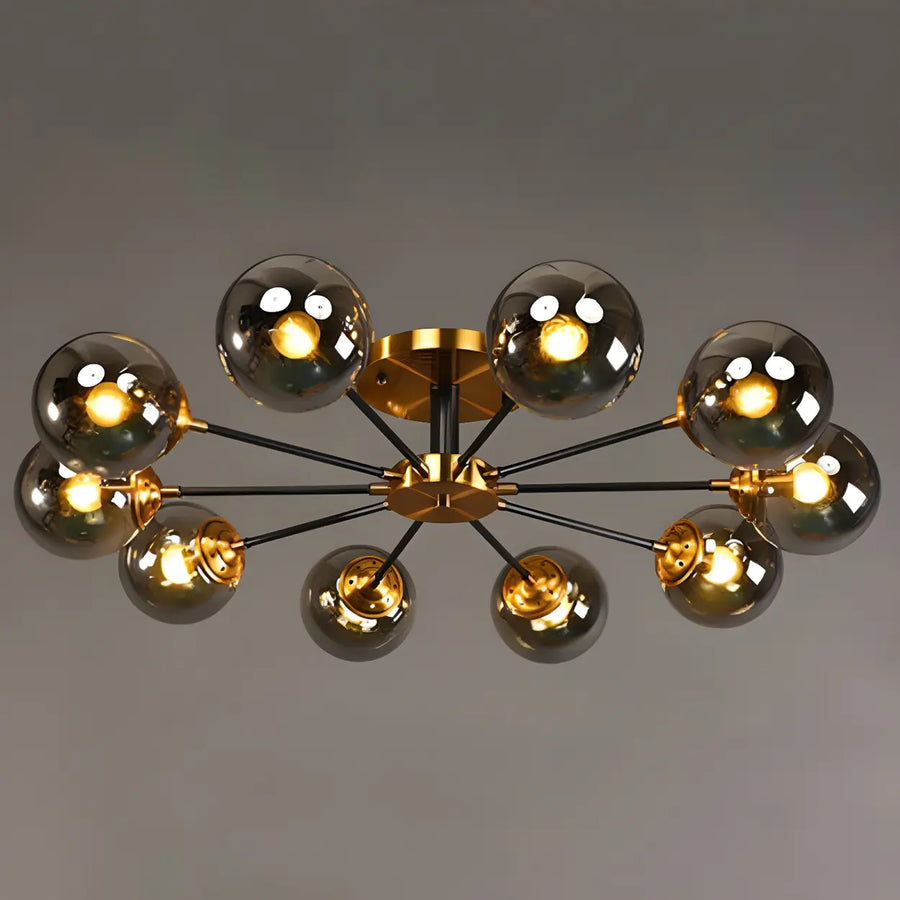 Living Room Bubble Glass Semi-Flush Mount Light 8-Light