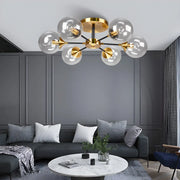 Living Room Bubble Glass Semi-Flush Mount Light 8-Light