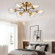 Living Room Bubble Glass Semi-Flush Mount Light 8-Light