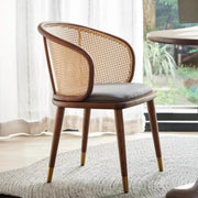 Living Room Curved Rattan Back Dining Chairs Brown