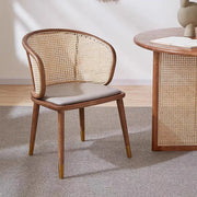 Living Room Curved Rattan Back Dining Chairs Brown