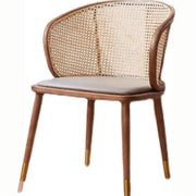 Living Room Curved Rattan Back Dining Chairs Brown