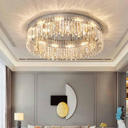 Living Room Luxury Crystal Bars Round Flush Mount Light