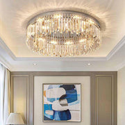 Living Room Luxury Crystal Bars Round Flush Mount Light