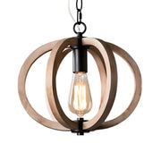Living Room Traditional Wood Brown Orb Pendant Light