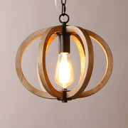 Living Room Traditional Wood Brown Orb Pendant Light