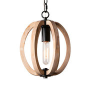 Living Room Traditional Wood Brown Orb Pendant Light