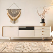 Living Room White Wood Enclosed Storage Long TV Stand