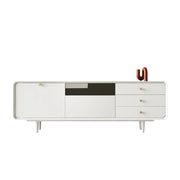 Living Room White Wood Enclosed Storage Long TV Stand