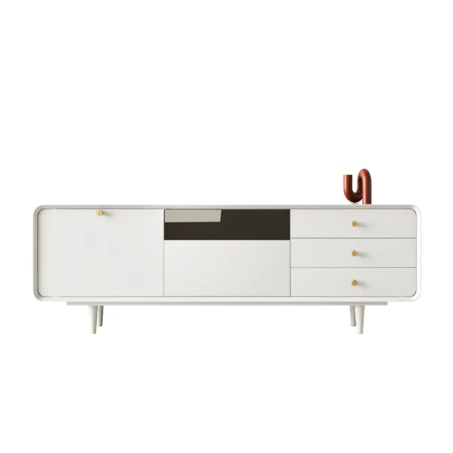 Living Room White Wood Enclosed Storage Long TV Stand