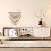Living Room White Wood Enclosed Storage Long TV Stand
