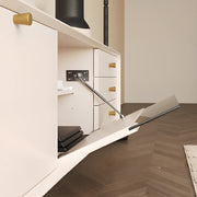 Living Room White Wood Enclosed Storage Long TV Stand