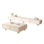 Living Room White Wood Rectangular Drawers TV Stand