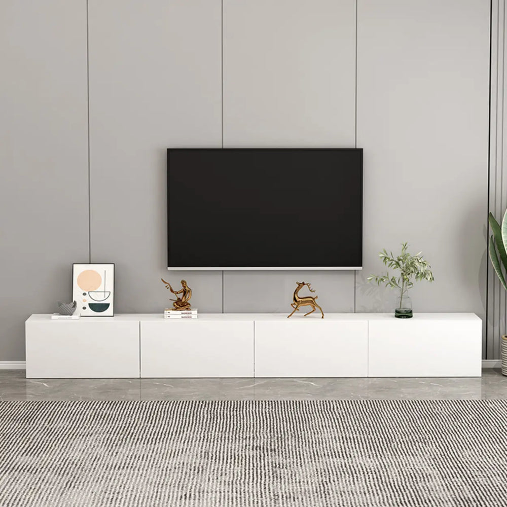 Living Room White Wooden Rectangular Drawers TV Stand