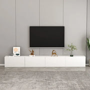 Living Room White Wooden Rectangular Drawers TV Stand