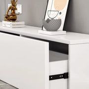 Living Room White Wooden Rectangular Drawers TV Stand