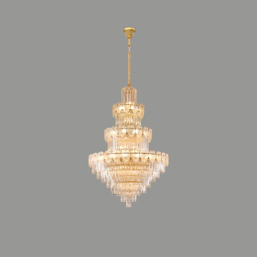 Luxur Tiered Leaf Crystal Chandelier Adjustable Height