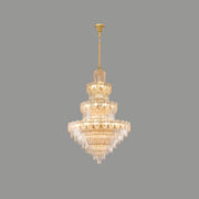 Luxur Tiered Leaf Crystal Chandelier Adjustable Height