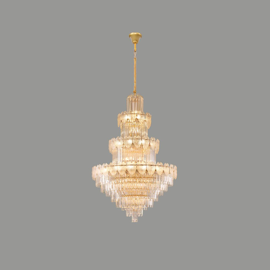 Luxur Tiered Leaf Crystal Chandelier Adjustable Height
