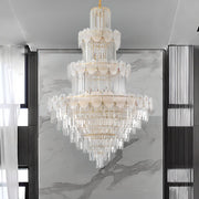 Luxur Tiered Leaf Crystal Chandelier Adjustable Height