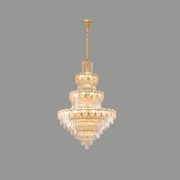 Luxur Tiered Leaf Crystal Chandelier Adjustable Height