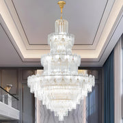 Luxur Tiered Leaf Crystal Chandelier Adjustable Height